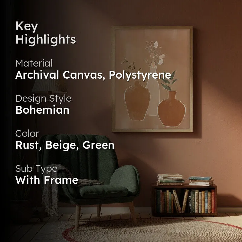 Modern Botanica Canvas Wall Painting With Brown Frame media 2