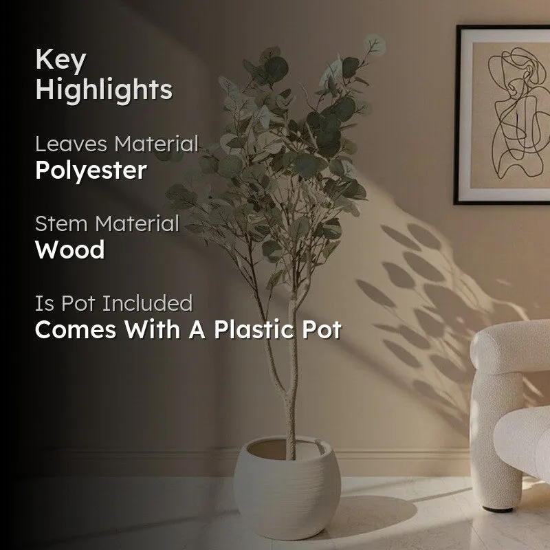 Artificial Eucalyptus Tree With Black Plastic Pot media 2