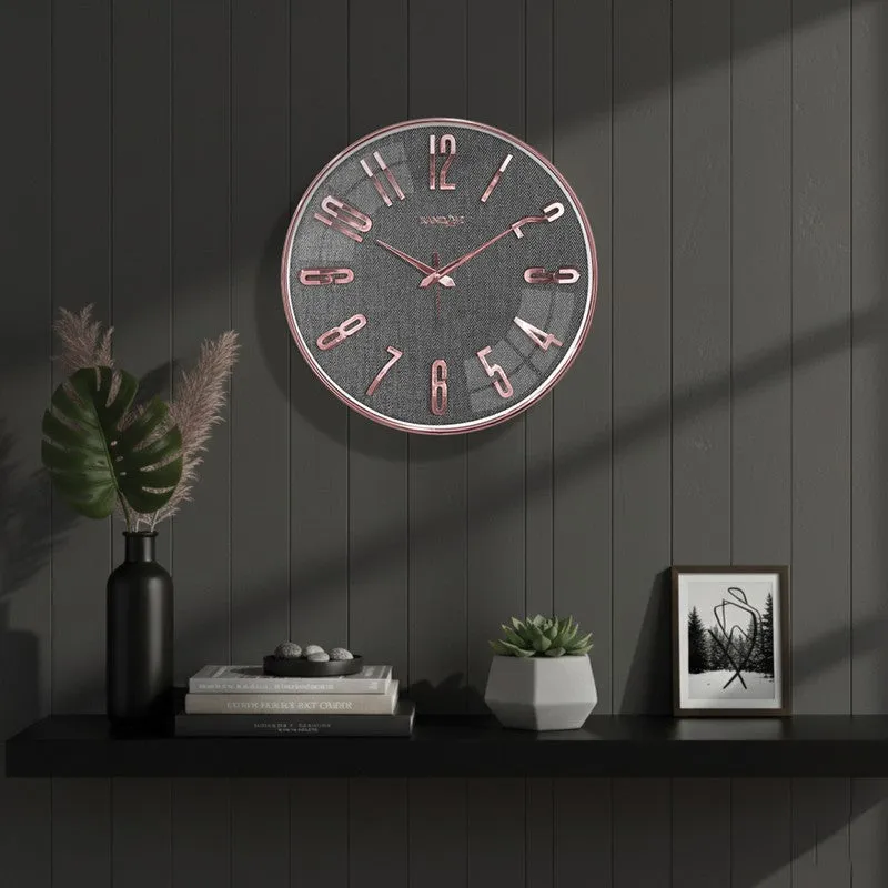 Elite Numeric Plastic Wall Clock - Rose Gold & Grey media 1