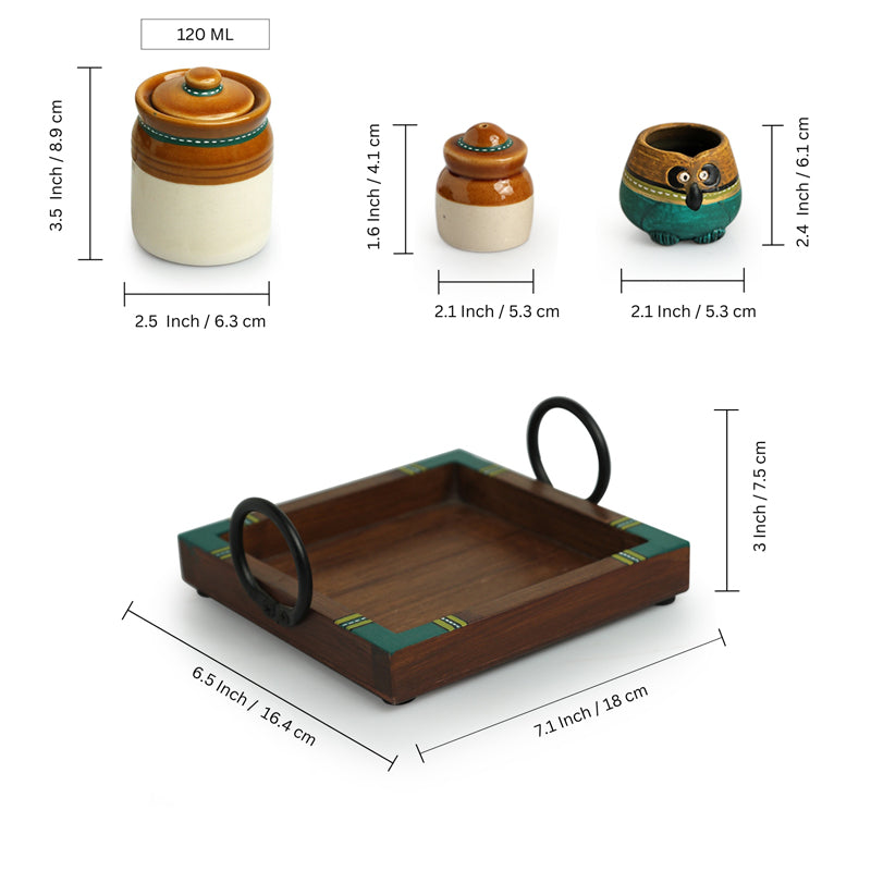 Tangy Charm Wood & Ceramic Condiment Set (120 ML & 20 ML) - Six Piece Set media 8