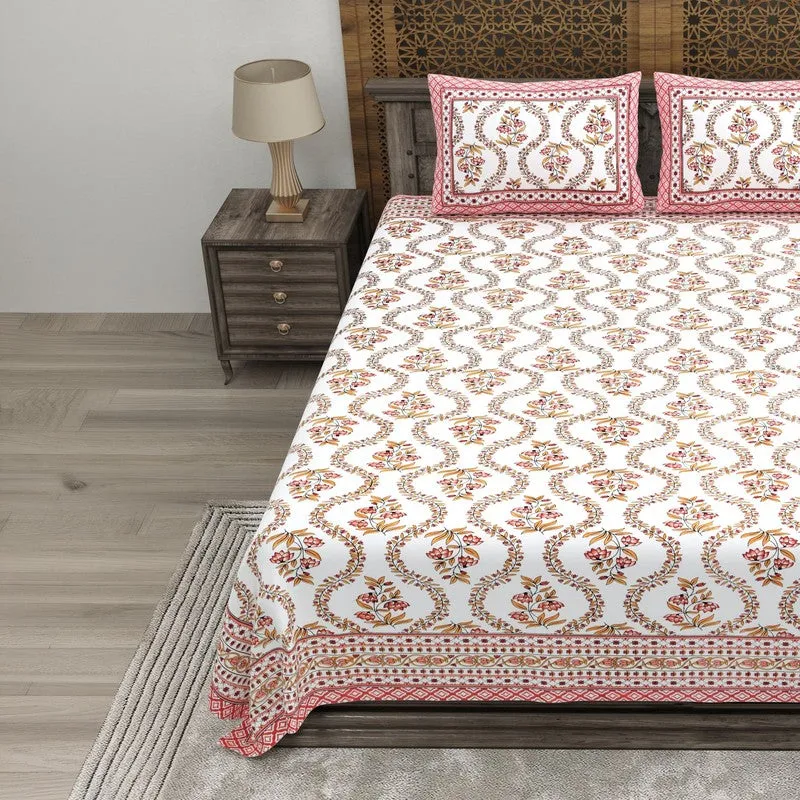 Griden Cotton Bedsheet (Rust,White) - 240 TC media 3