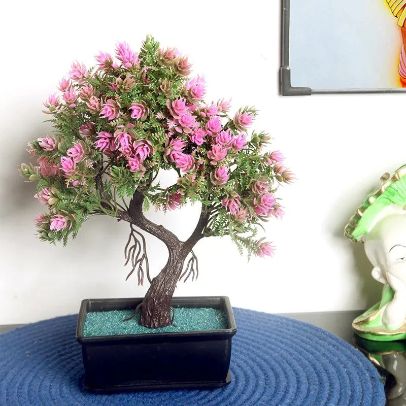 Faux Purple Moyogi Bonsai With Black Plastic Pot media 1