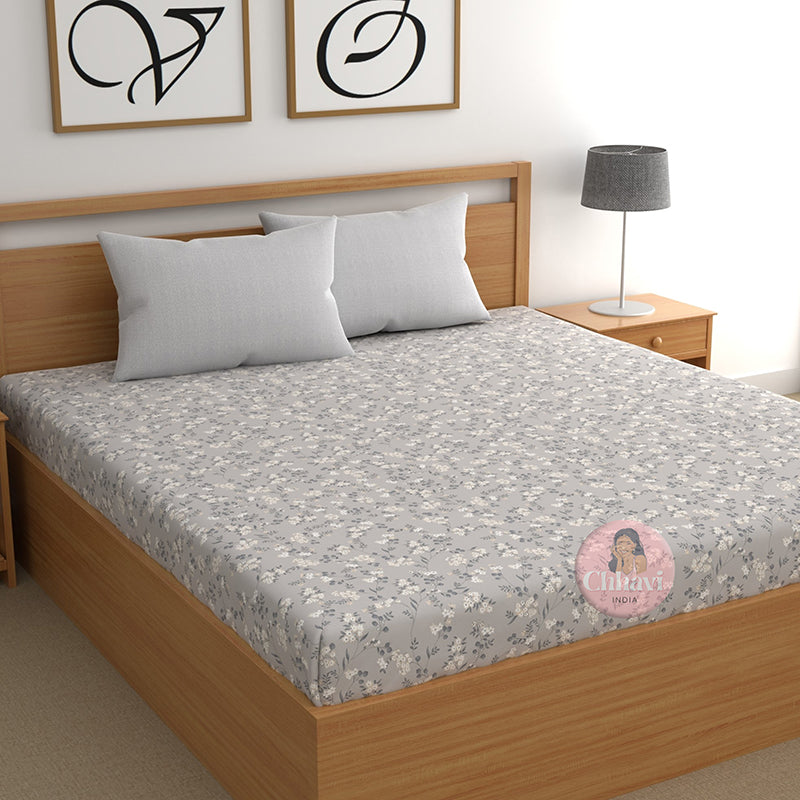 Budlace I Fitted Microfiber Microfiber Bedsheet (Grey) - 150 GSM