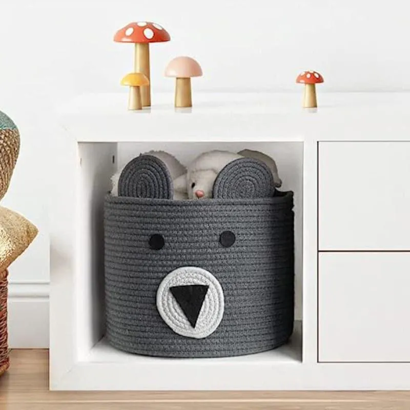 Bruno Bear Cotton Storage Basket - Grey media 3