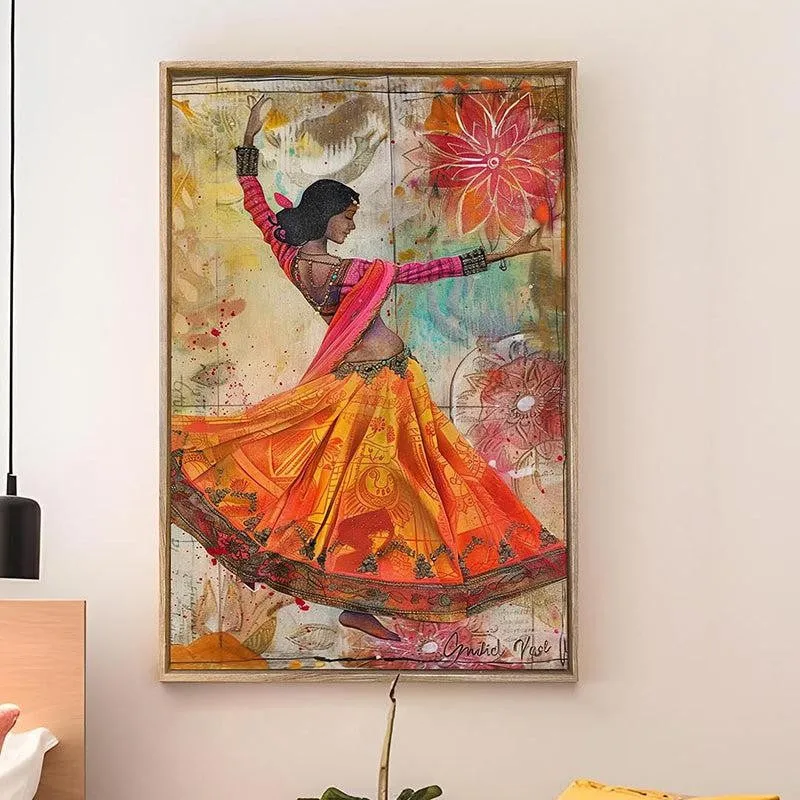 Garba Grace Canvas Traditional Wall Art With Frame media 5