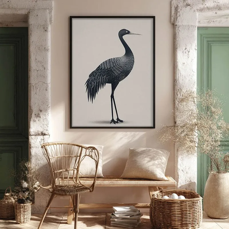 Graceful Crane Line Art Canvas Wall Painting With Black Frame media 7