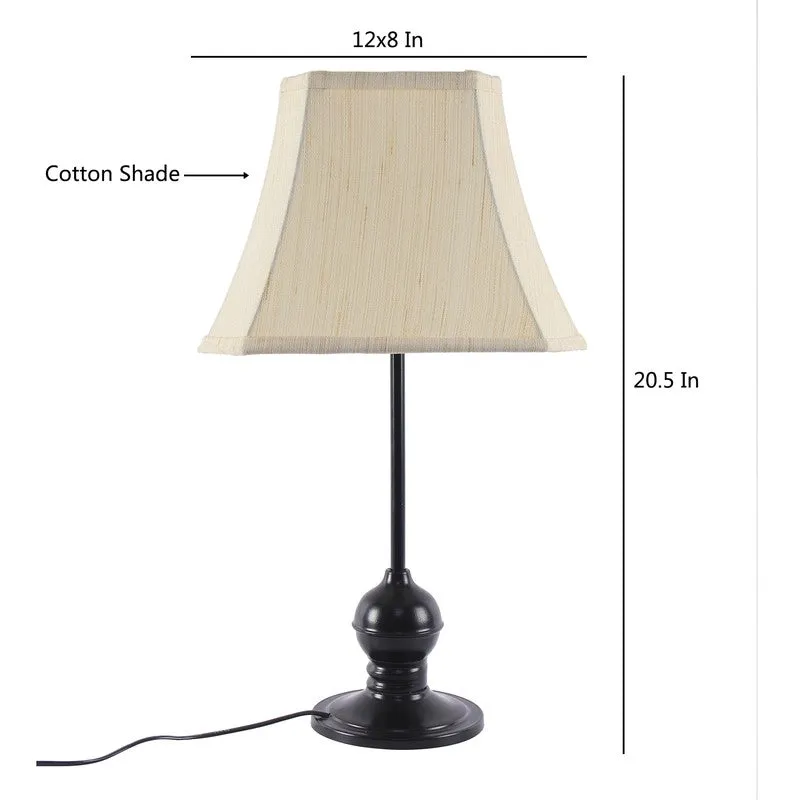 Glowflare Cotton Table Lamp With Iron Base - Beige media 8