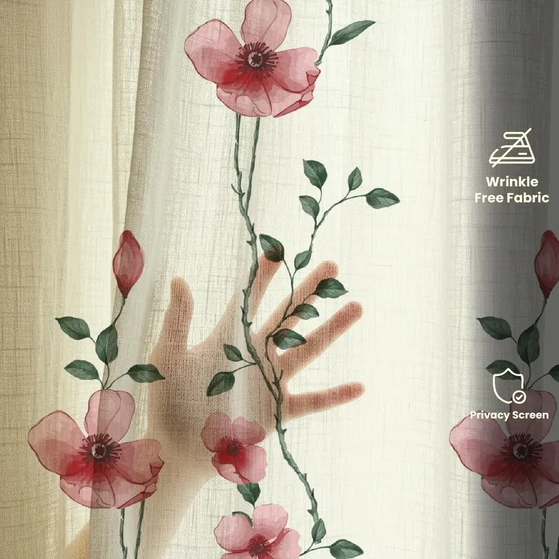 Urban Space Vine Floral Multicolor Polyester Curtains - Set Of Two media 6
