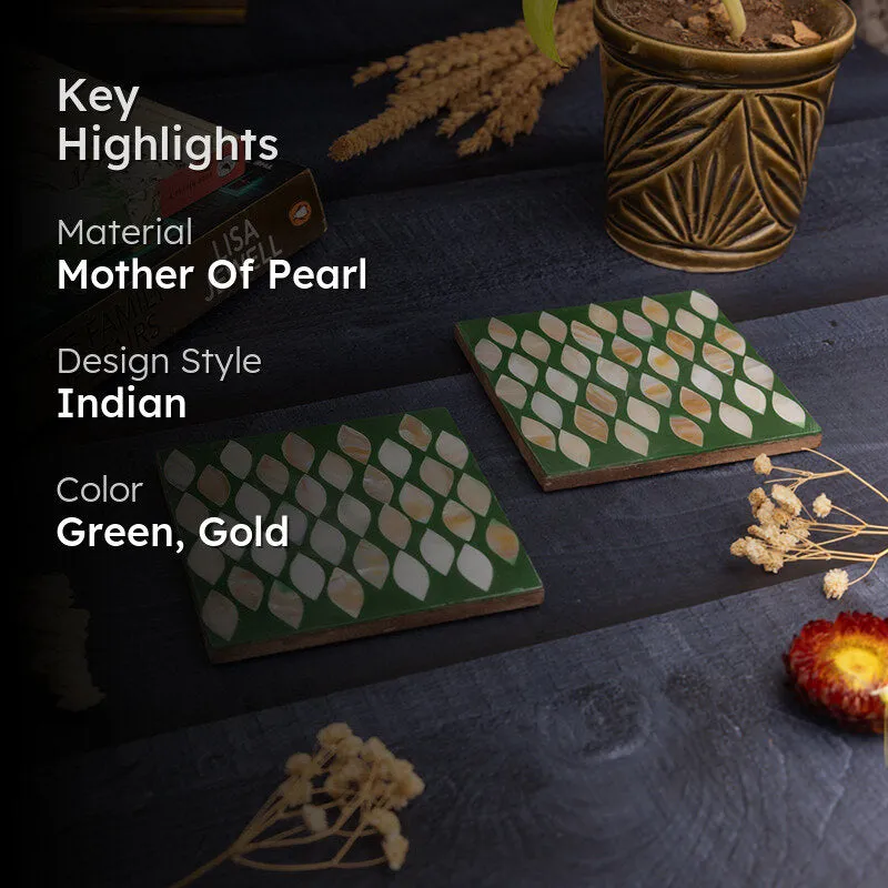Celestria Mother Of Pearl Coaster (Green) - Set Of Two media 2