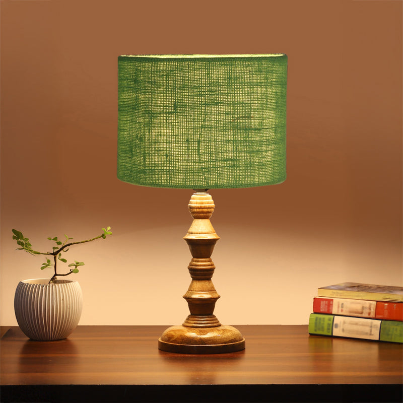 Sienna I Timber Wooden Table Lamp - Green,Brown