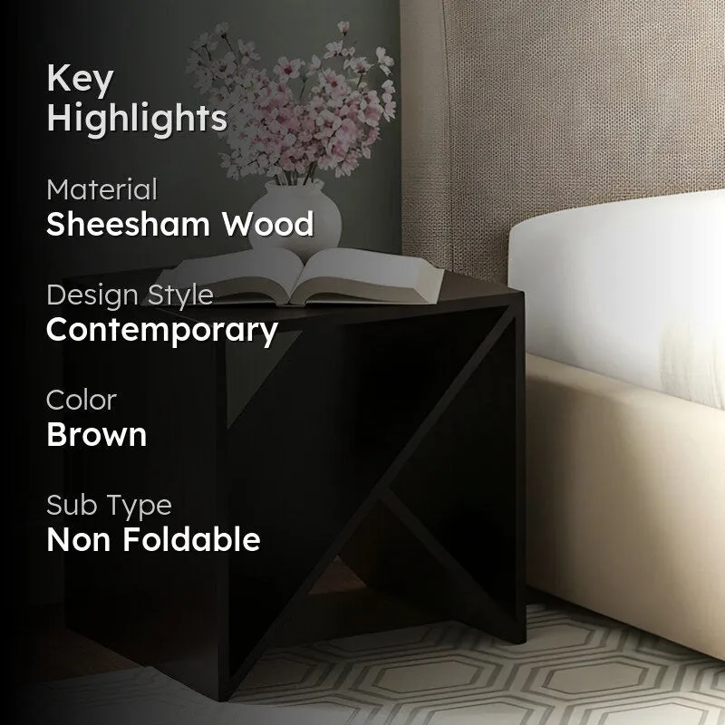 Averox Sheesham Wooden Side & Bedside Table - Black media 2