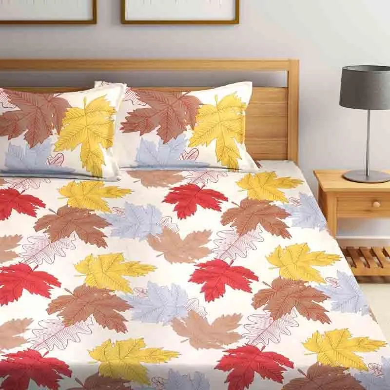 Maple Leaf Bedsheet (Multicolor) - 180 GSM media 1