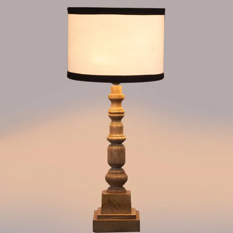 Cotin I Stripe Arbor Wooden Table Lamp - White,Brown media 4