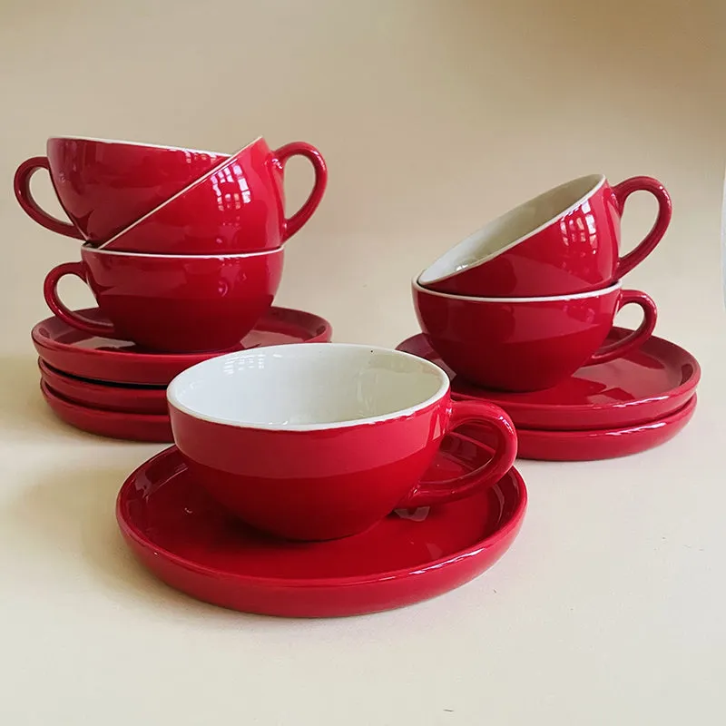 Elegant Red Cup & Saucer (240 mL Each) - Set of Six media 5