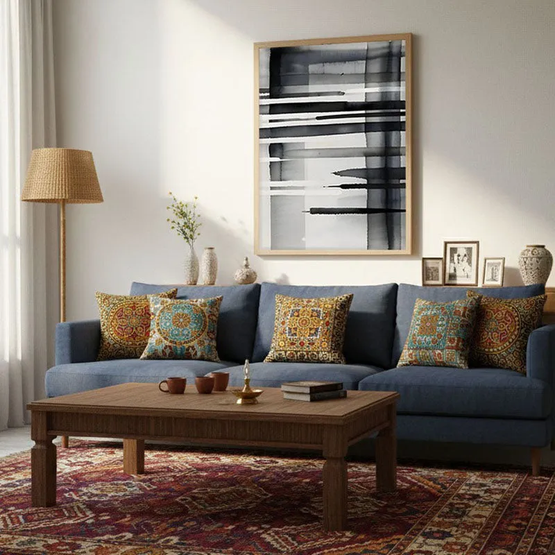 Ink Currents Framed Canvas Archival Canvas Wall Painting - Natural Brown Frame media 3