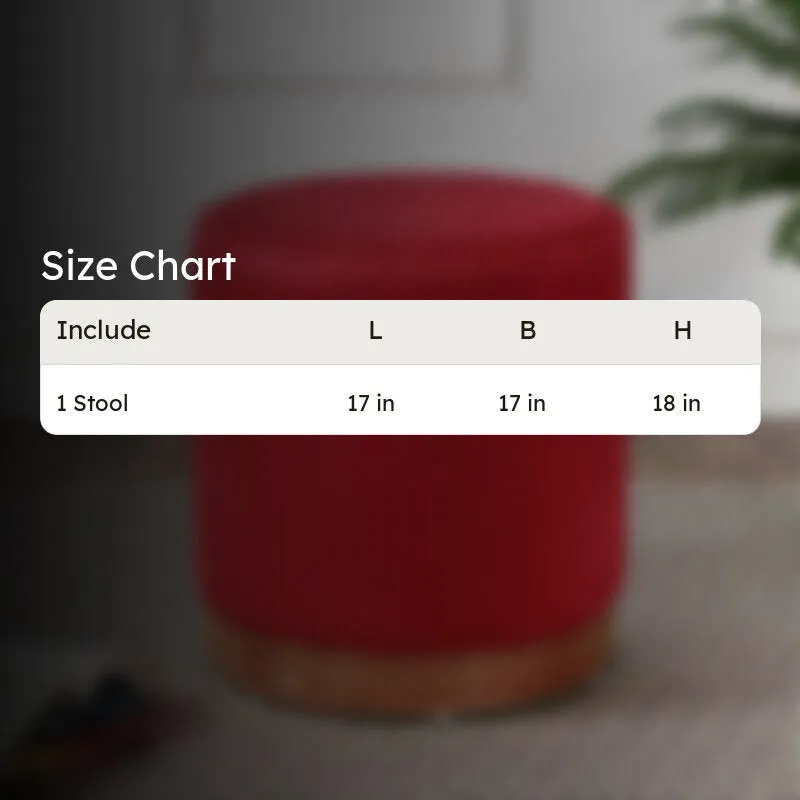 Velour Solid Velvet Pouffe - Red media 6