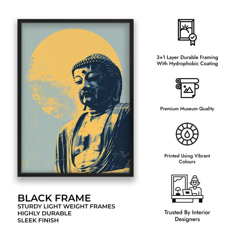 Buddha In Golden Aura V Archival Paper Wall Painting With Black Frame media 9