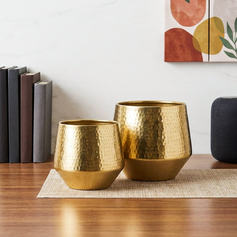 Arrota Gold Planter - Set Of Two - 6x6 Inch