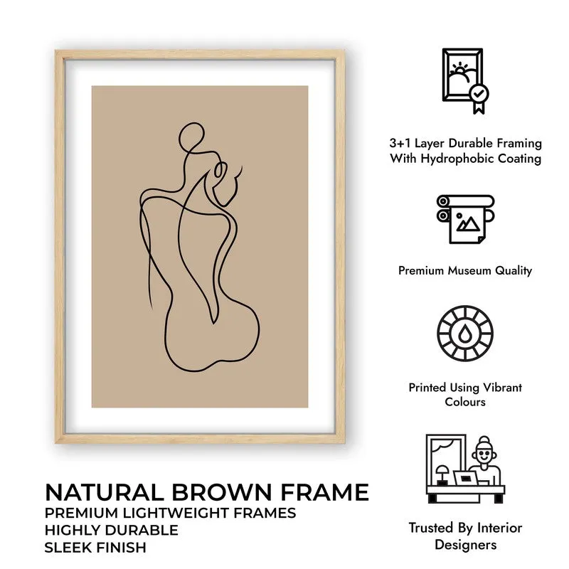 Vellum Nude Canvas Wall Painting With Brown Frame media 10
