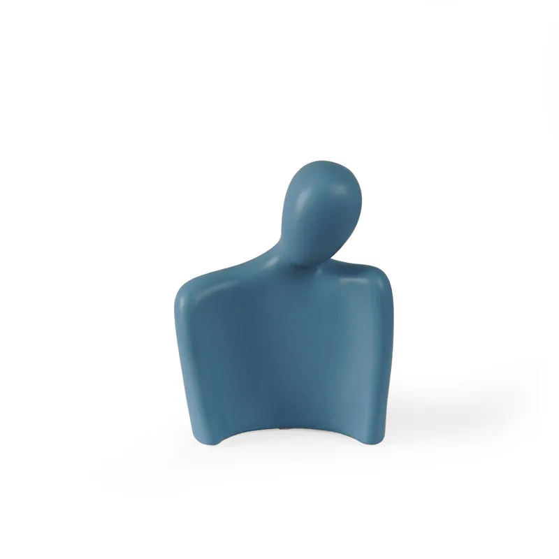 Dual Embrace Abstract Painted Resin Showpiece (Blue) - Set Of Two media 6