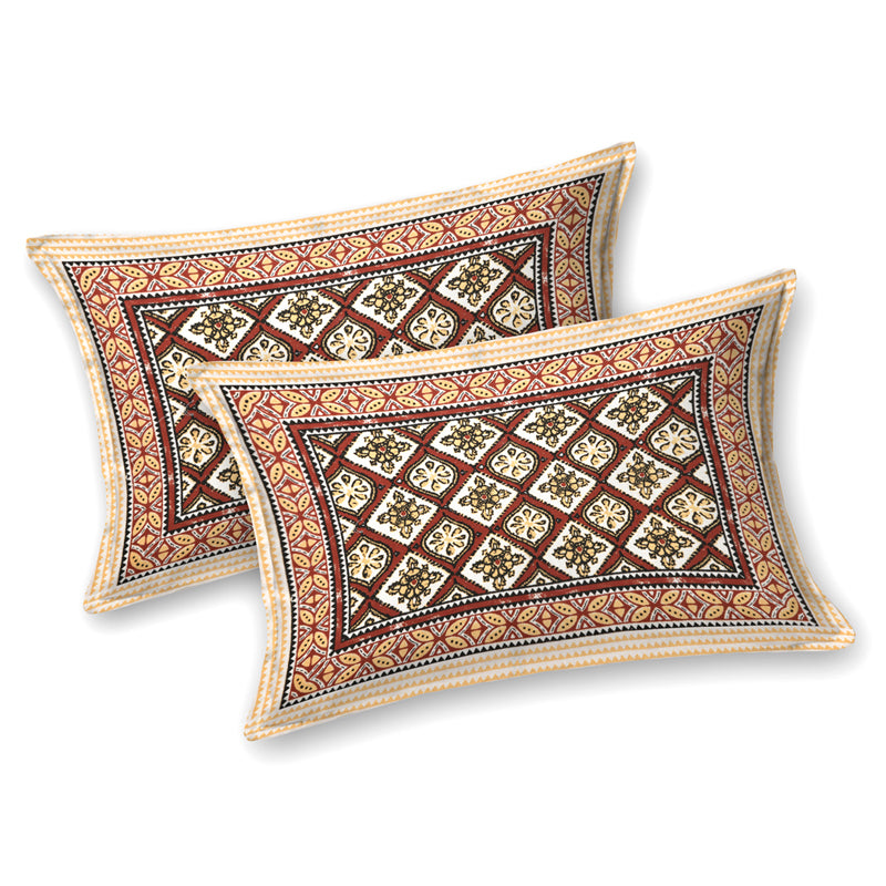Mukta Ethnic Printed Cotton Bedsheet (Brown) - 144 TC media 7