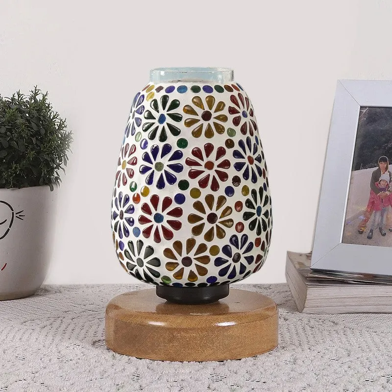 Skylune Glass Table Lamp With Wooden Base - Multicolor media 4