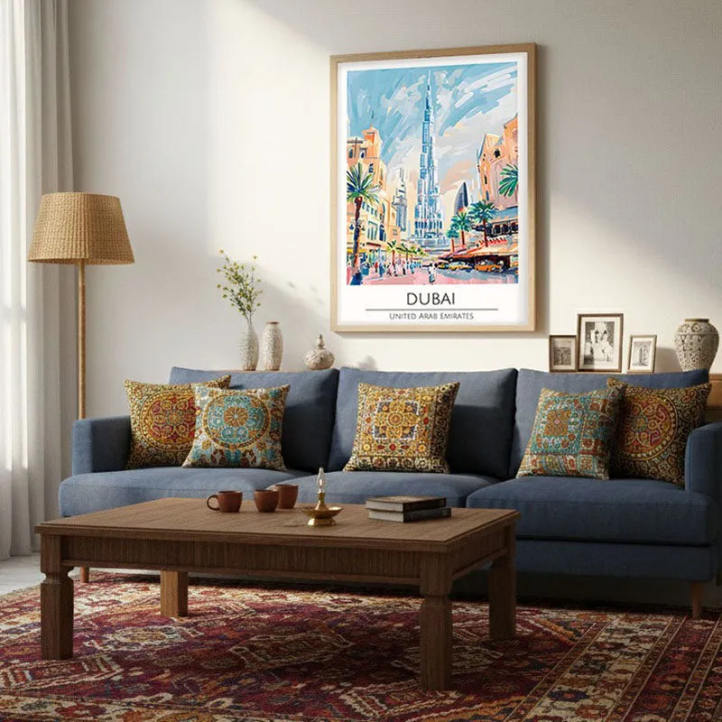 Vintage Dubai Framed Canvas Archival Canvas Wall Painting - Natural Brown Frame media 4