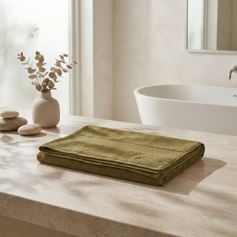 Monte Carlo Dry Nest Pure Cotton Bath Towel - Olive Green - 90 x 180 cms