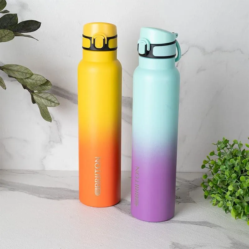 Magi Muse Hot & Cold Thermos Water Bottle (Purple & Yellow, 1000 mL Each) - Set Of Two media 1