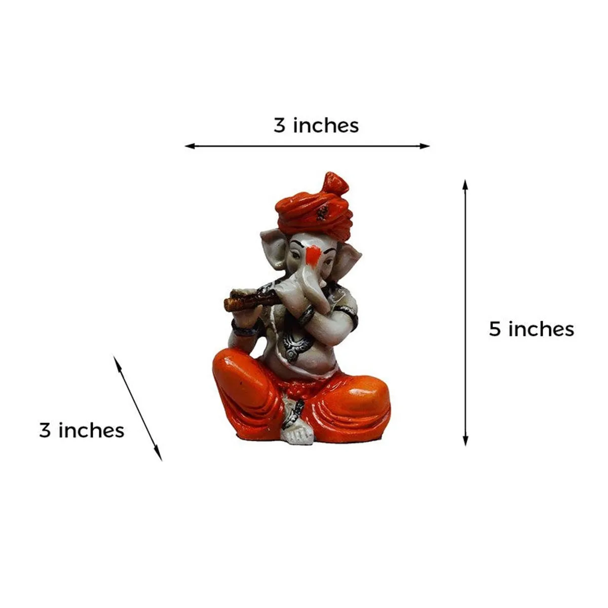 Ganesha showpiece with visible dimensions shown around the figurine