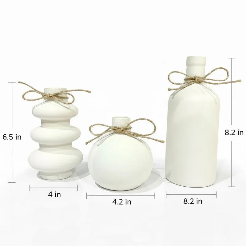 Pebbla Minimal Rounded Ceramic Vase (Ivory) - Set Of Three media 9