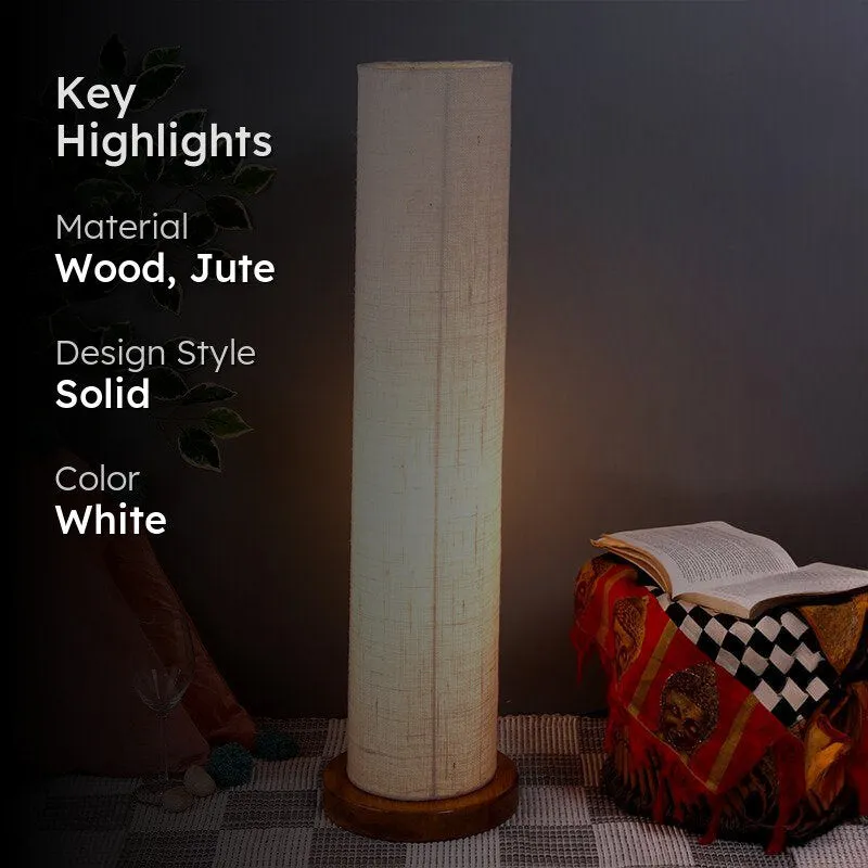 Agia Wooden Tower Floor Lamp With Jute Shade - White media 2