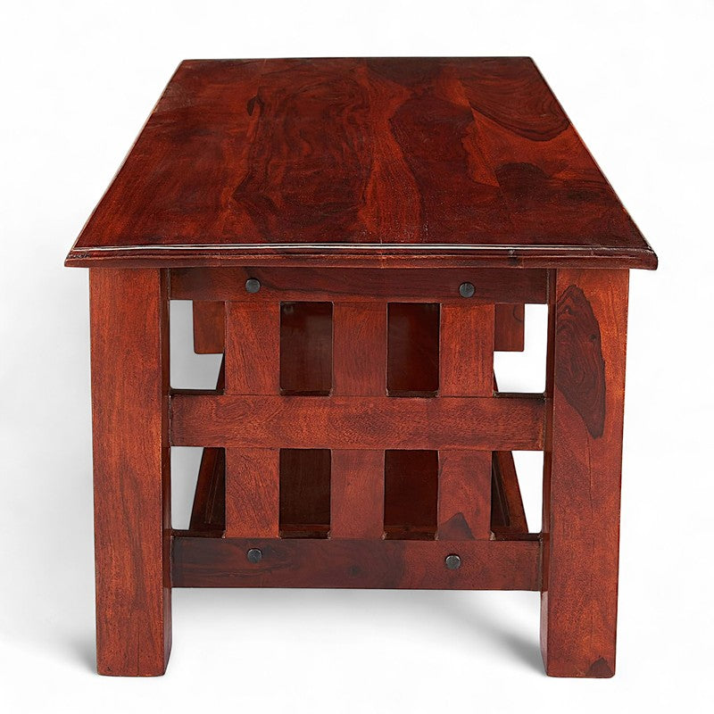 Brenox Sheesham Wooden Center Table - Deep Brown media 7