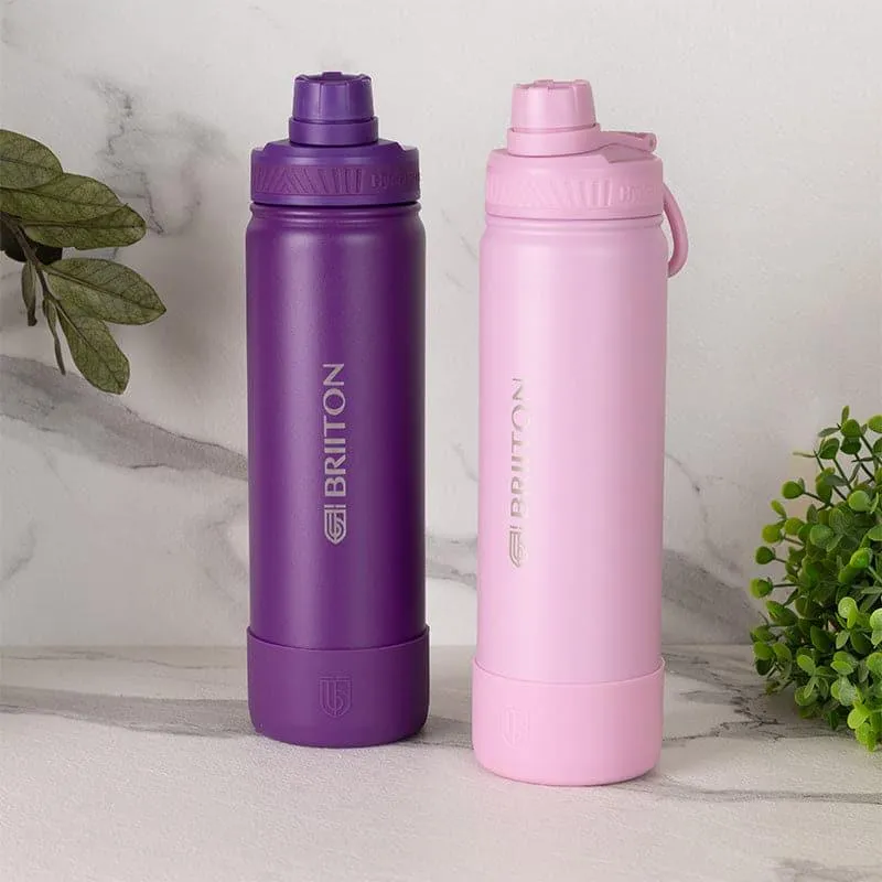 Quench Pal Hot & Cold Thermos Water Bottle (Purple & Pink, 750 mL Each) - Set Of Two media 1