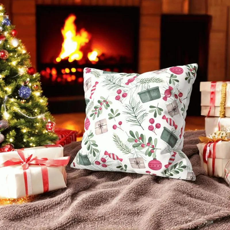 Holiday Doodles Velvet Christmas Cushion Cover media 6