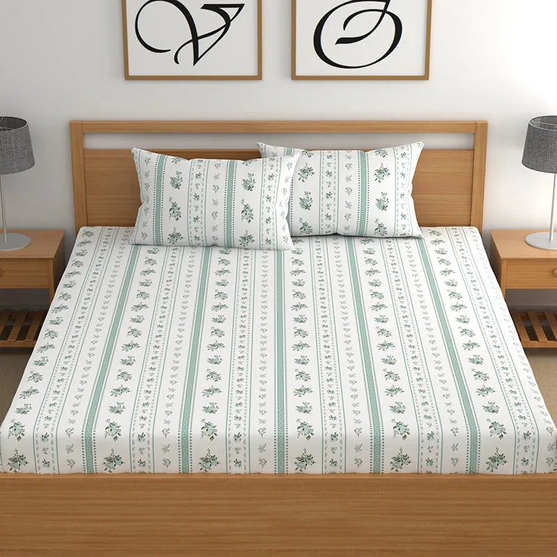 Holly Fitted Microfiber Microfiber Bedsheet (Green) - 150 GSM media 1
