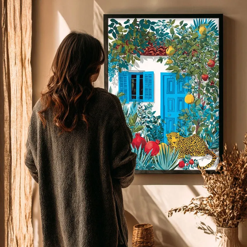 Floravista Botanical Blue Cottage Canvas Wall Painting With Black Frame media 4
