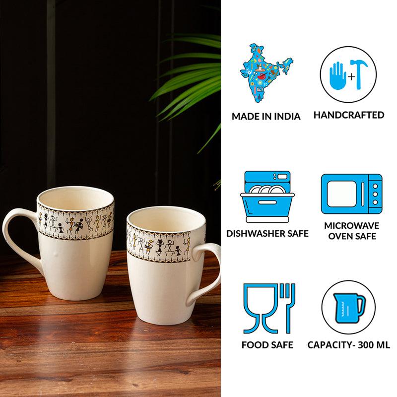 Warli Ceramic Coffee Mug (300 mL Each) - Set of Two media 5