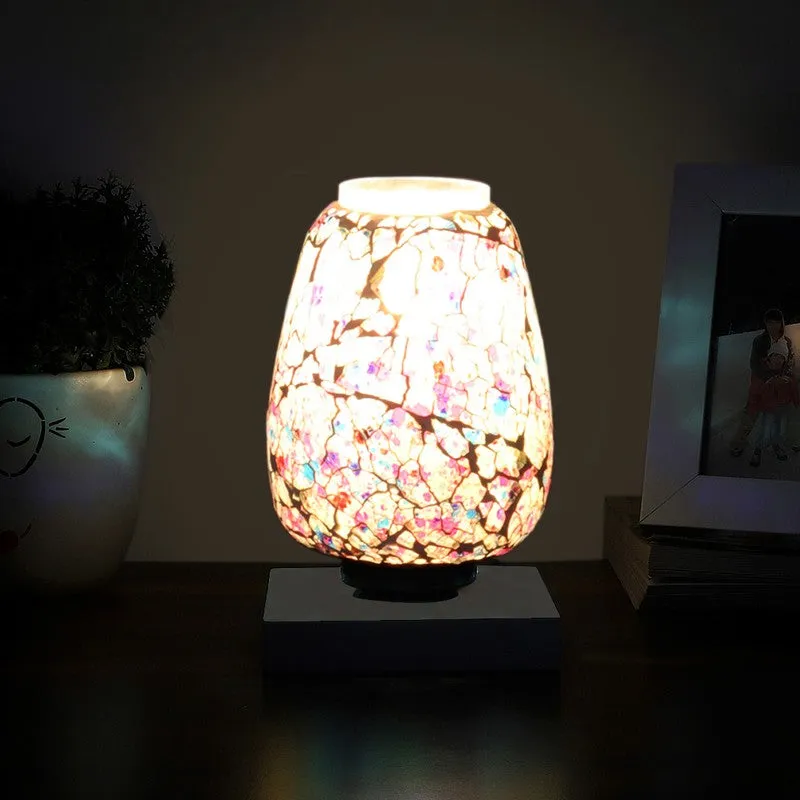 Flamoria Glass Table Lamp With Wooden Base - Multicolor media 3