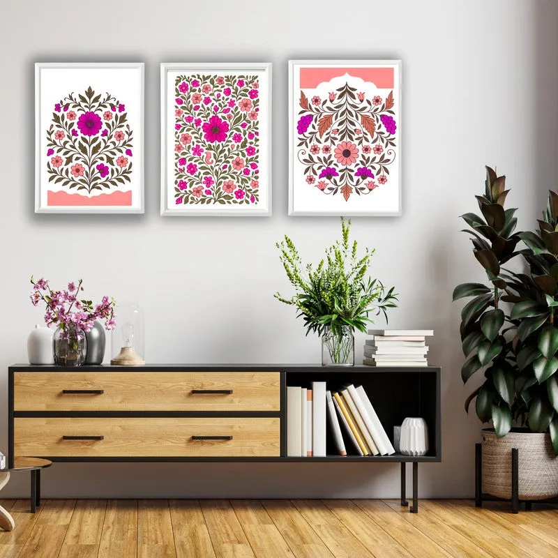 Indigo Petalcraft Paper Wall Painting With Frame - White media 1