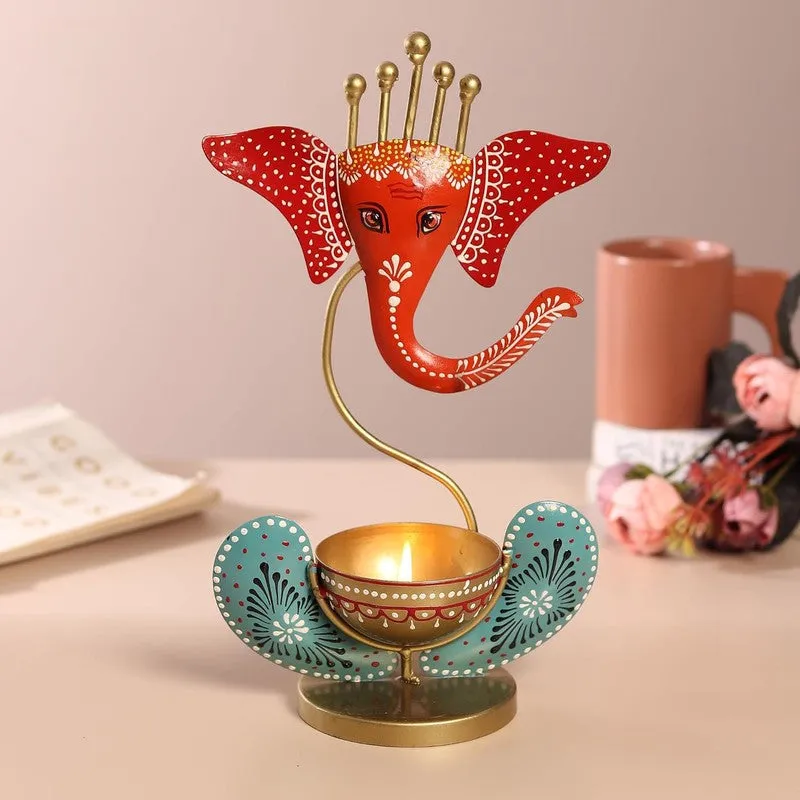 Aureum Glow Premium Candle Holder - Red,Blue media 1