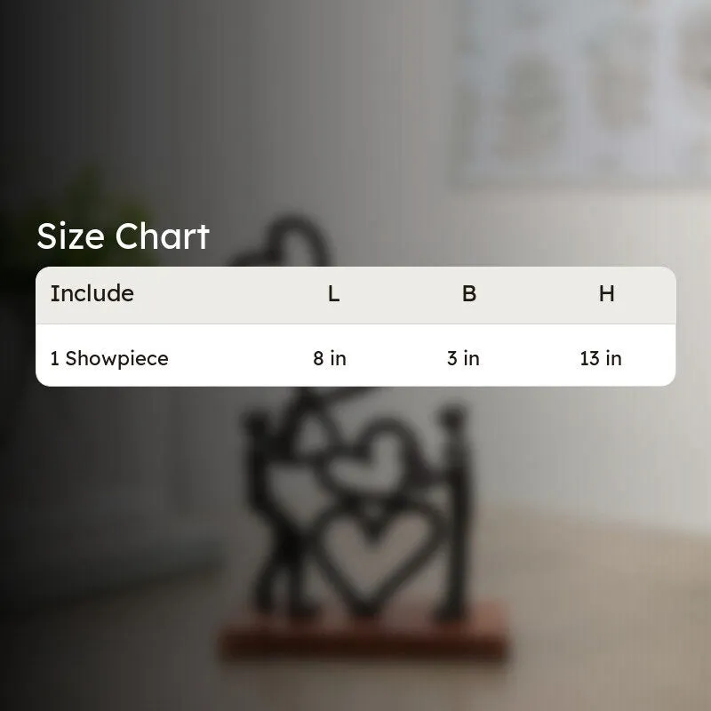 Heart Bloom Couple Aluminium Showpiece - Black media 6