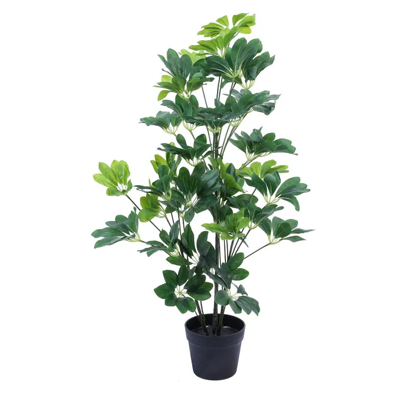 Artificial Realistic Schefflera Plant With Black Plastic Pot - 3 Feet media 5