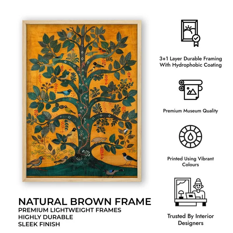 Tree of Life Canvas Wall Painting With Brown Frame media 10