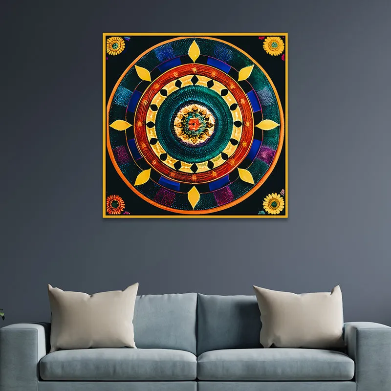 Tribal Mandala Canvas Wall Art With Frame media 1