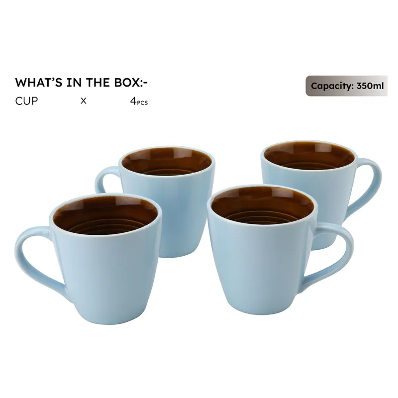 Karvaa Ceramic Coffee Mug (Arctic Blue/350 mL Each) - Set Of Four media 4