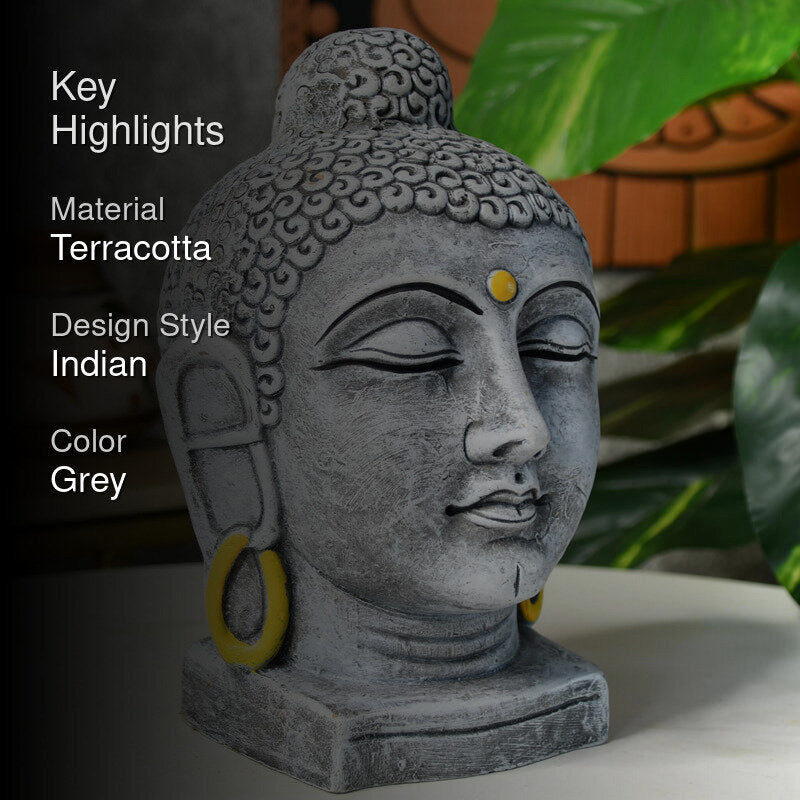 Buddha Dhvani Terracotta Idol - Grey media 2