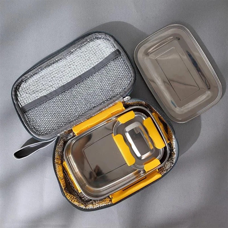 Tasteo Pack Yellow Lunch Box With Insulated Pouch (800/150 mL) - Two Piece Set media 3