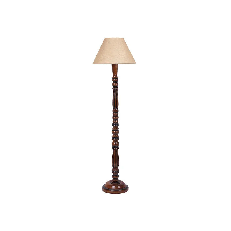 Tira Vintage Wooden Floor Lamp With Jute Shade - Beige media 4