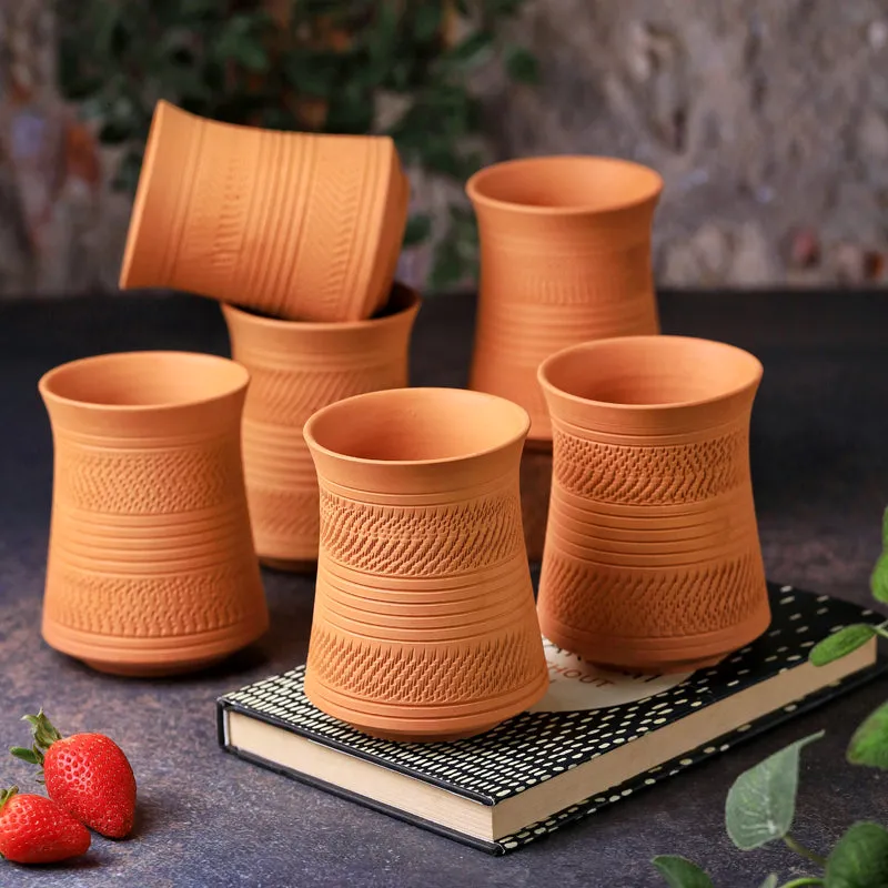 Mitti Curve Terracotta Glass (350 mL) - Set Of Six media 1